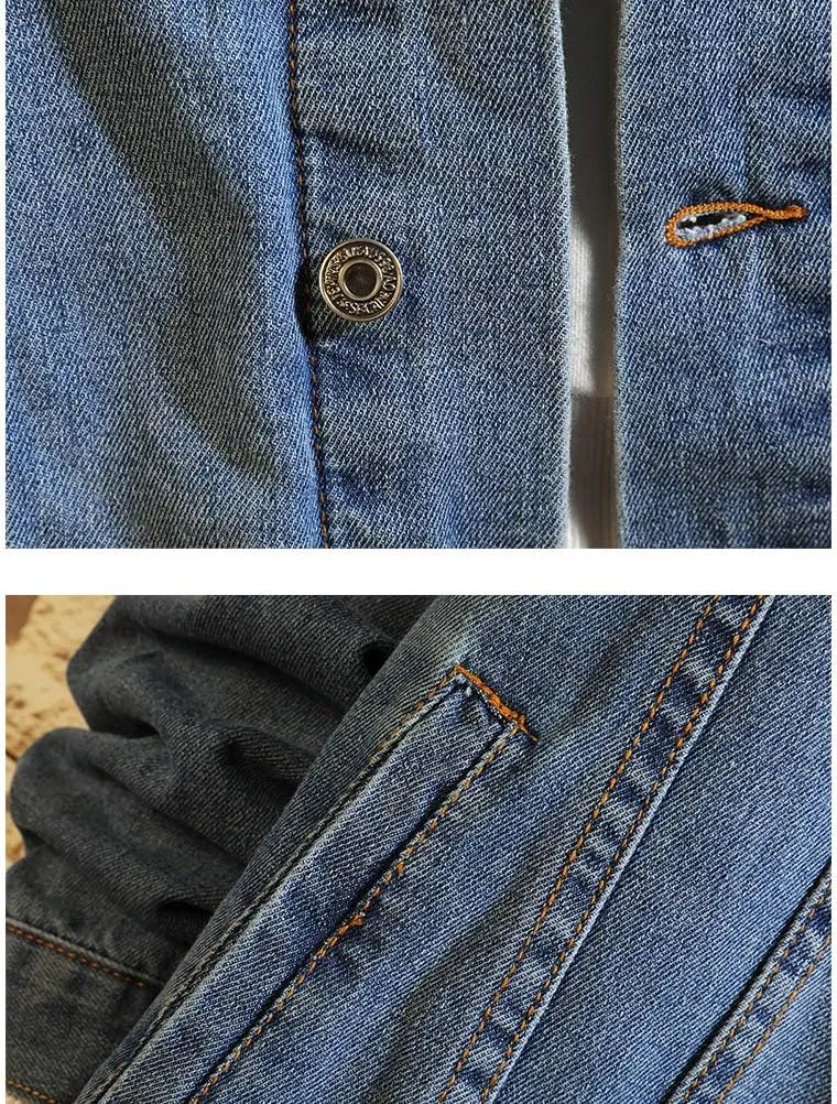 Lavnis Men's Denim Hoodie Jacket Casual Slim Fit Button Down Jeans Coat
