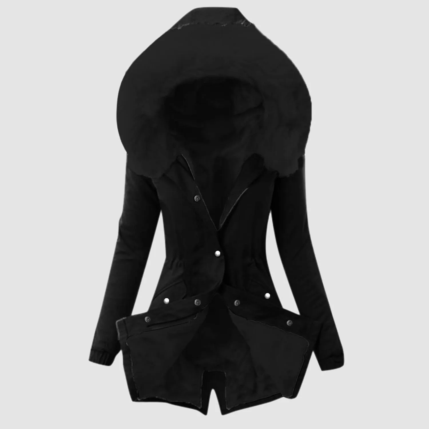 Lightweight Quilted Padded Fleece Lined Coats Ladies Padded Thermal Overcoat with Faux Hooded Windproof Warm Puffy