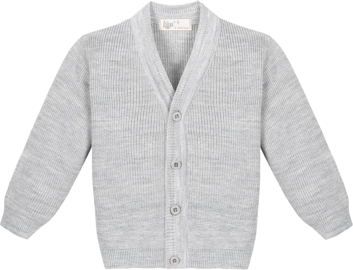 Lilax Little Boys Basic Long Sleeve V-Neck Classic Knit Cardigan Sweater