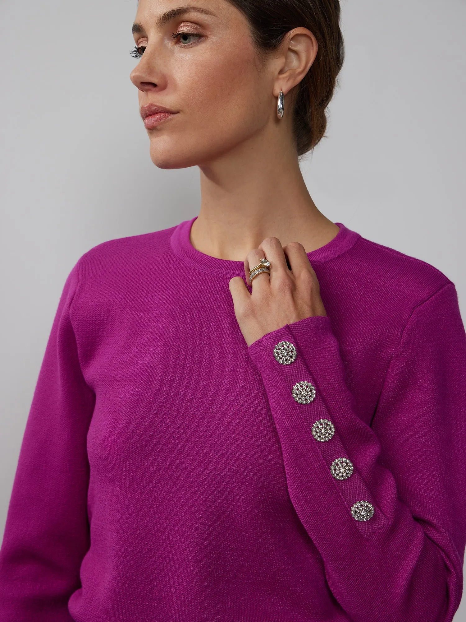 Long Sleeve Button Cuff Sweater