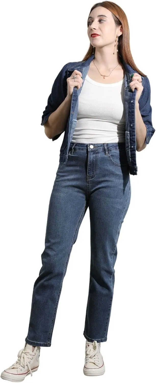 loveimgs Women Casual 3/4 Sleeve Button Down Cropped Denim Jean Jacket Motorcycle Short Jacket