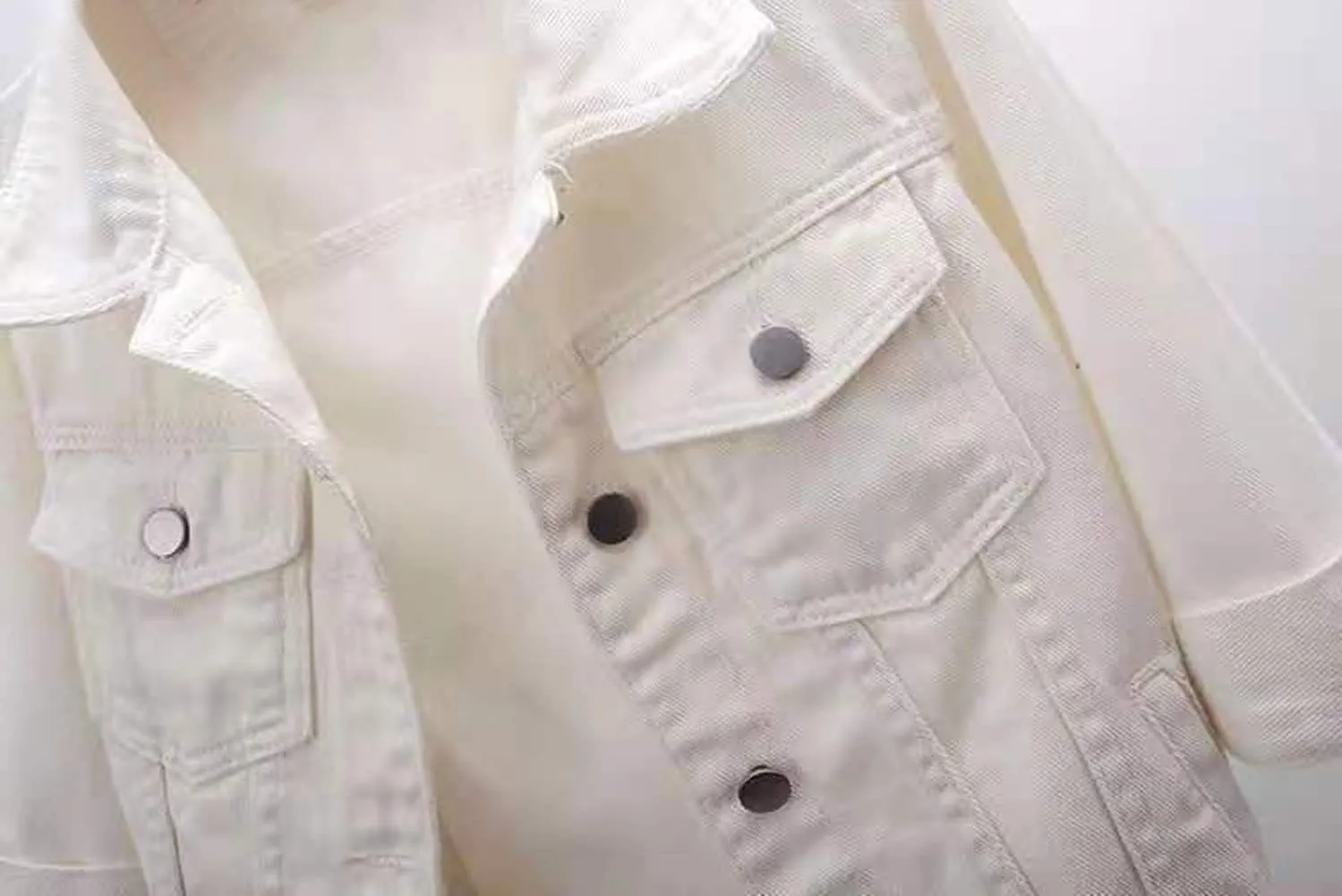 loveimgs Women Casual 3/4 Sleeve Button Down Cropped Denim Jean Jacket Motorcycle Short Jacket