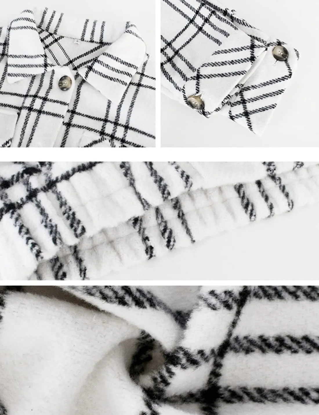 Lviefent Womens Casual Wool Blend Plaid Flannel Shackets Jacket Button Down Shirt Coat