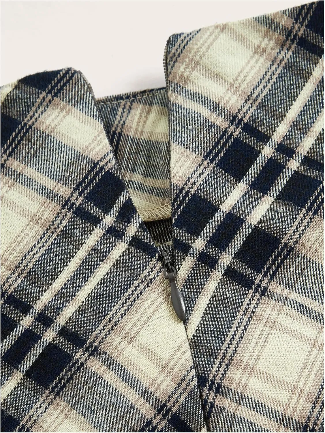 MakeMeChic Women's Casual Plaid Print Midi Skirt High Waist Straight Hem Zipper Long Skirts