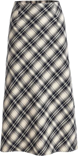 MakeMeChic Women's Casual Plaid Print Midi Skirt High Waist Straight Hem Zipper Long Skirts