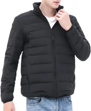 Man Stand-Up Collar Down Puffer Jacket Soft Matt Waterproof Fabric Seamless Winter Autumn Warm Outerwear