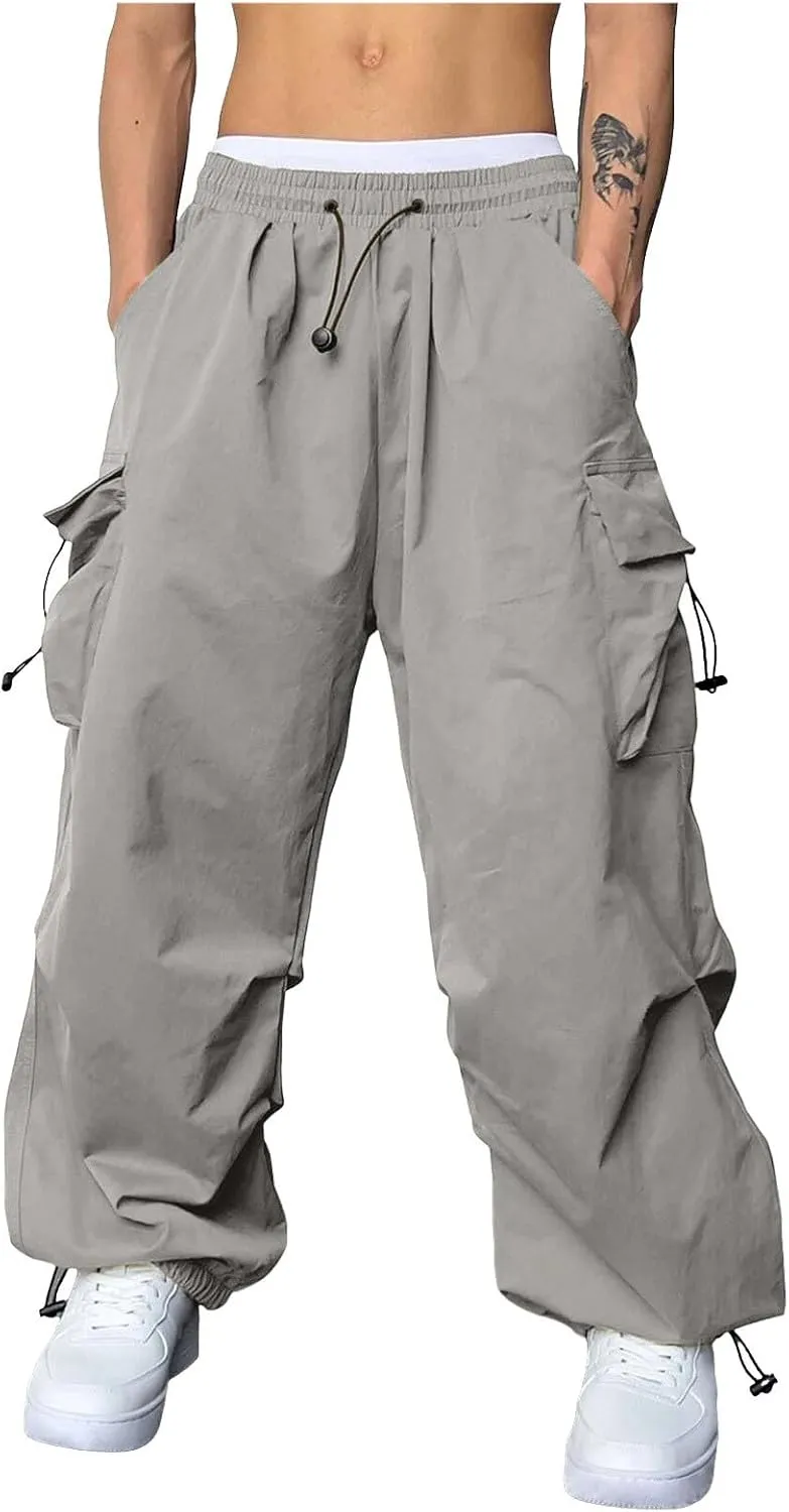 Mens Cargo Pant Elastic Waist Work Pant Multi Pockets Casual Stretchy Outdoor Pants