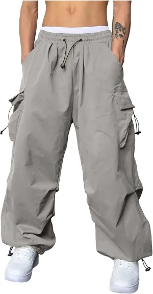 Mens Cargo Pant Elastic Waist Work Pant Multi Pockets Casual Stretchy Outdoor Pants