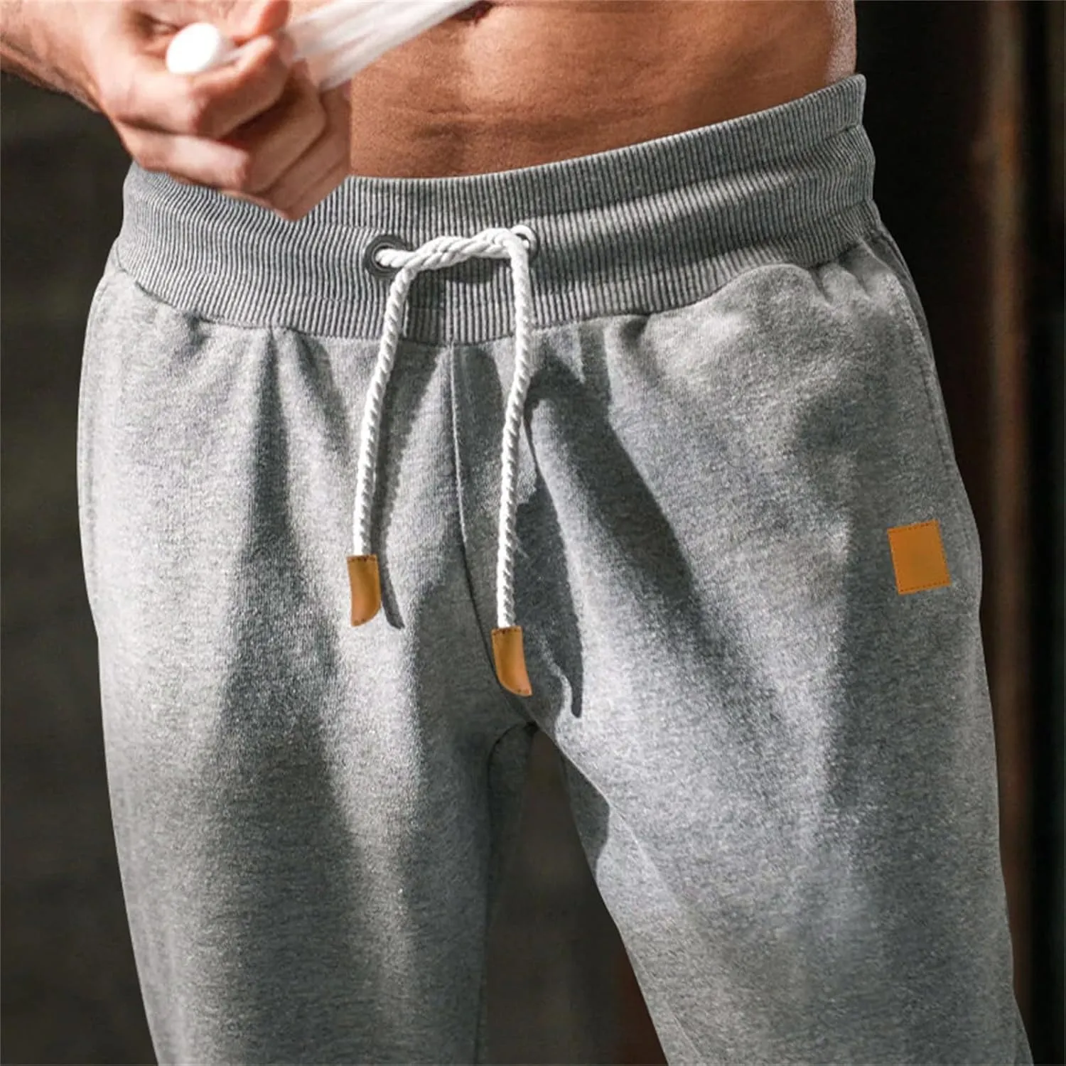 Mens Casual Cotton Sweatpants Stretch Elastic Waist Joggers Athletic Gym Pants Hiking Hunting Work Trousers