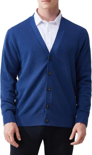Mens Casual Slim Fit Vneck Long Sleeve Button Down Cardigan Sweater