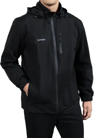 Men's Classic Windbreaker Jacket Lightweight All-Sport Waterproof Hiking Coat Detachable Hooded Windbreakers for Men