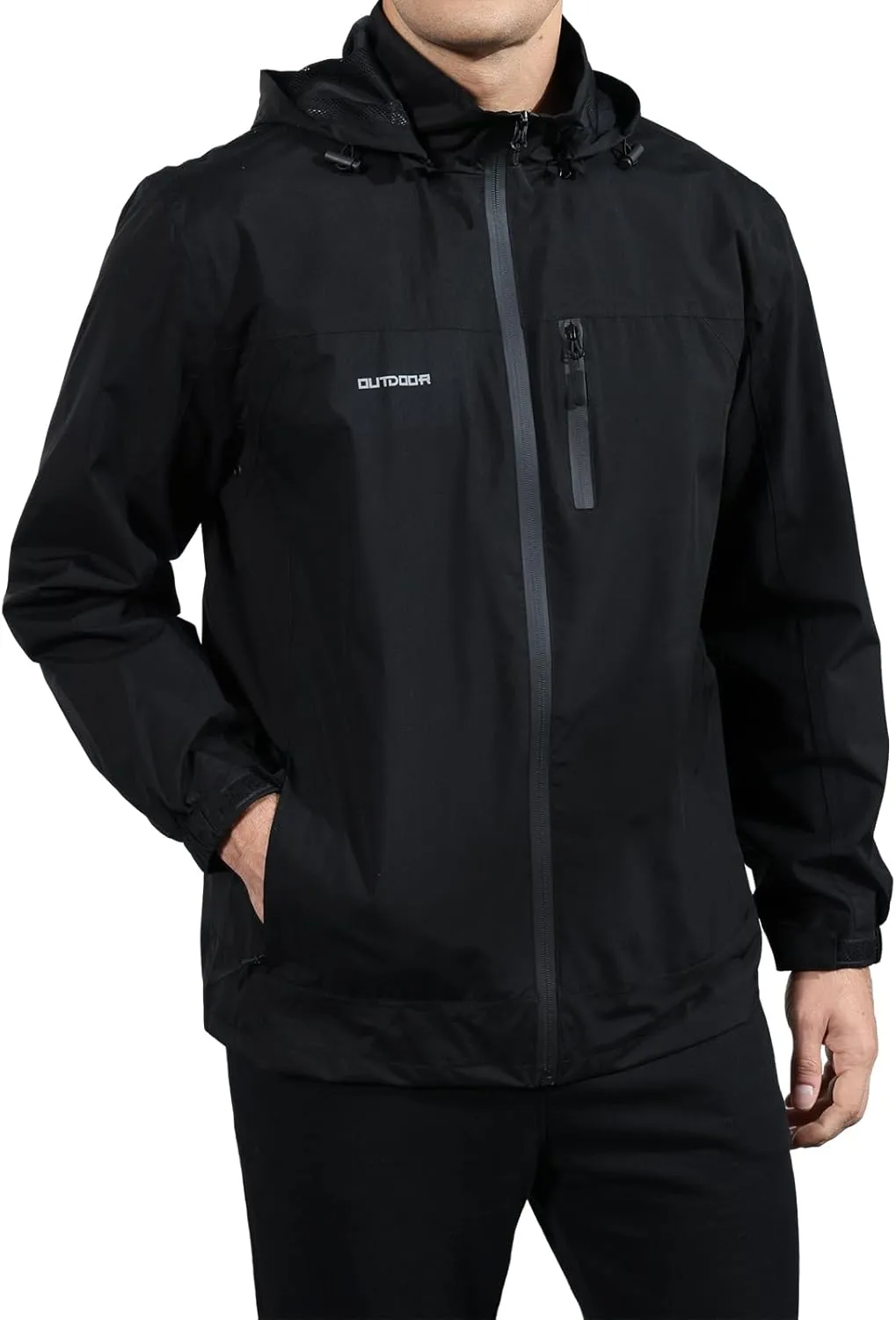 Men's Classic Windbreaker Jacket Lightweight All-Sport Waterproof Hiking Coat Detachable Hooded Windbreakers for Men