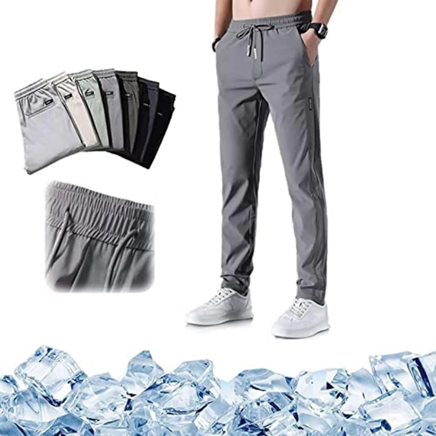 Men's Combat Cargo Pants Casual Linen Stretch Elastic Waist Pant Sweatpant Joggers Baggy Running Sports