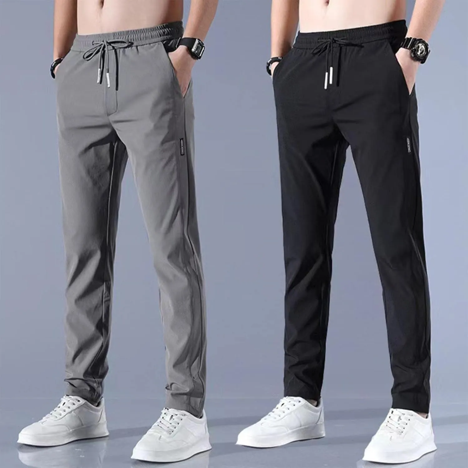 Men's Combat Cargo Pants Casual Linen Stretch Elastic Waist Pant Sweatpant Joggers Baggy Running Sports