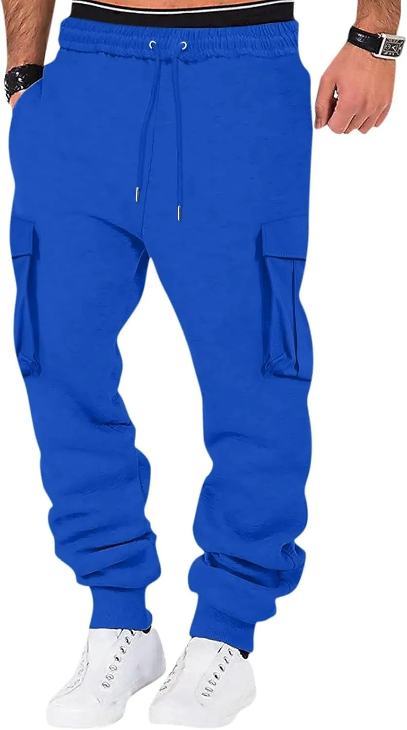 Men's Cotton Casual Cargo Work Pants Cotton Cargo Pants Gym Sweatpants Hiking Tactical Pants with Multi Pockets