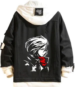 Men's cowboy jacket casual ripped hooded jacket trucker denim jacket cosplay coat