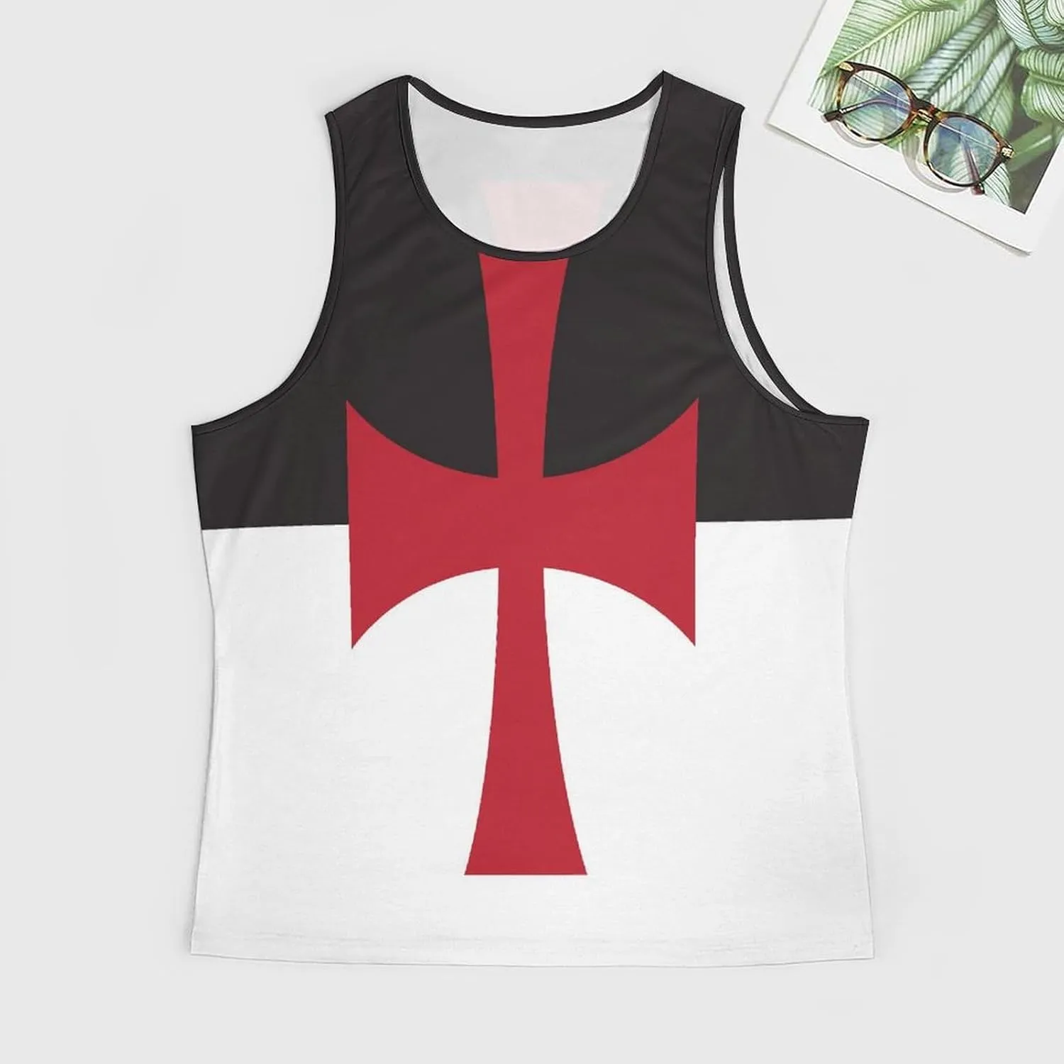 Men's Crusaders Knights Templar Flag Workout Tank Top Gym Muscle Quick Dry Tee Fitness Sleeveless T Shirt