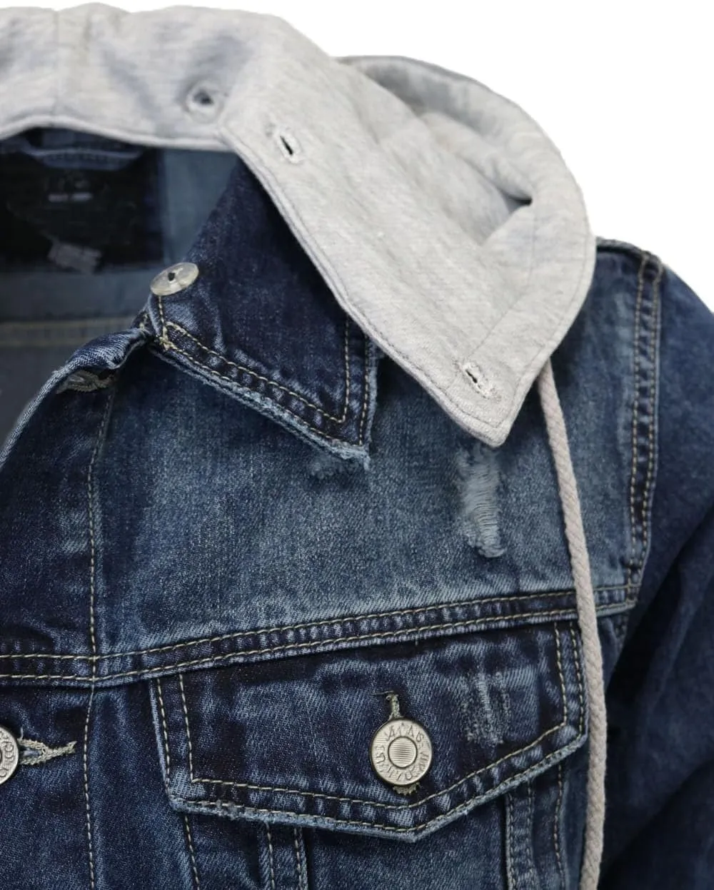 Men's Distressed Denim Jacket Ripped Jean Jacket