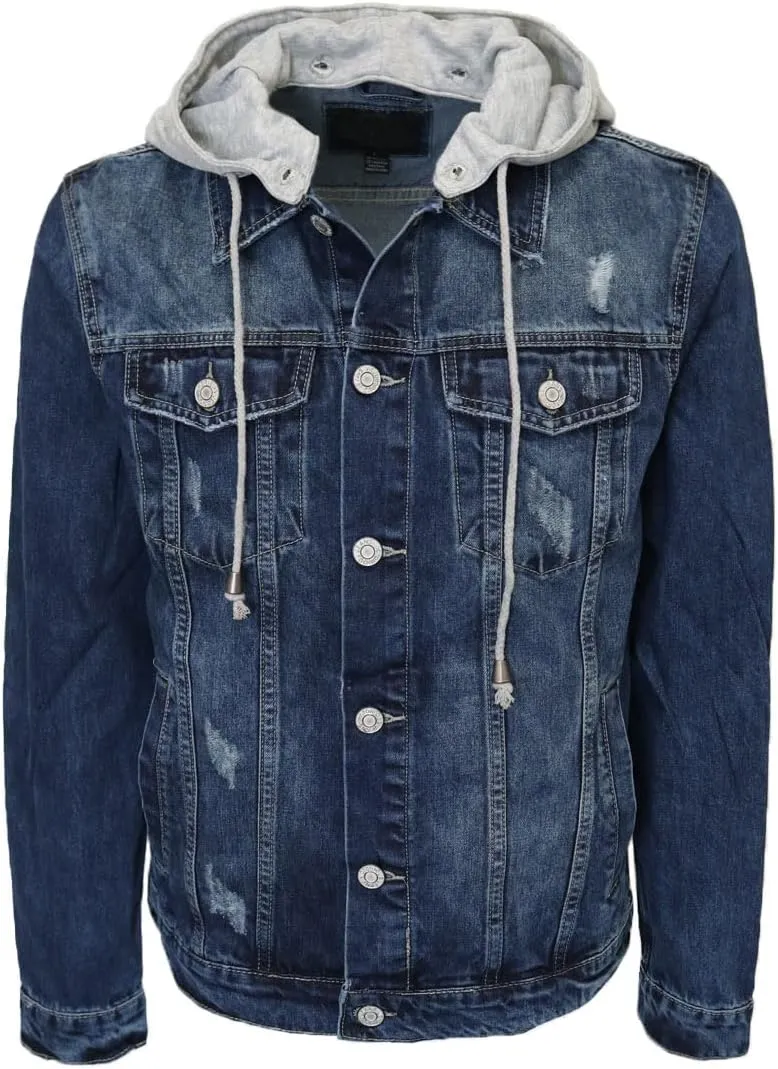 Men's Distressed Denim Jacket Ripped Jean Jacket