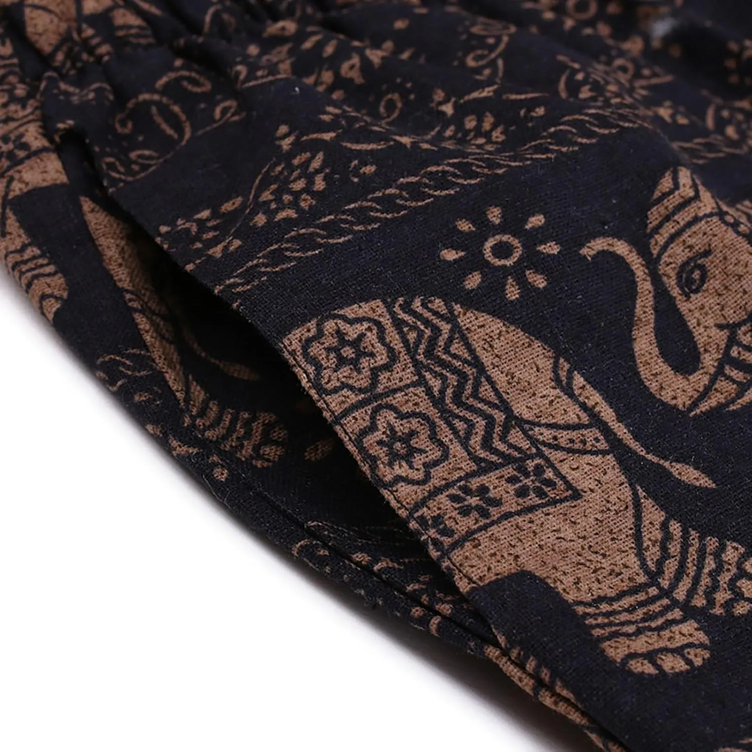 Mens Hippie Wide Leg Loose Baggy Harem Pants with Pockets Summer Beach Yoga Pants Elastic Waist Capri Drop Crotch Trousers