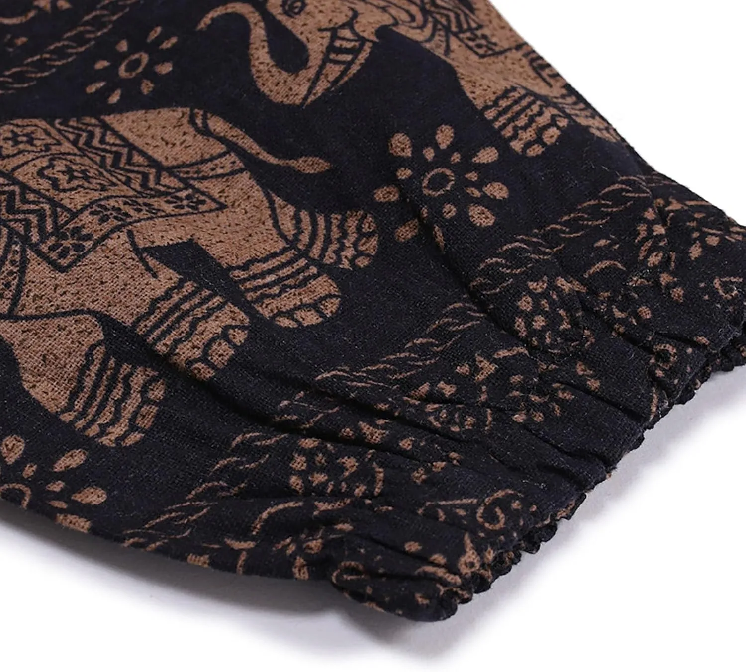 Mens Hippie Wide Leg Loose Baggy Harem Pants with Pockets Summer Beach Yoga Pants Elastic Waist Capri Drop Crotch Trousers