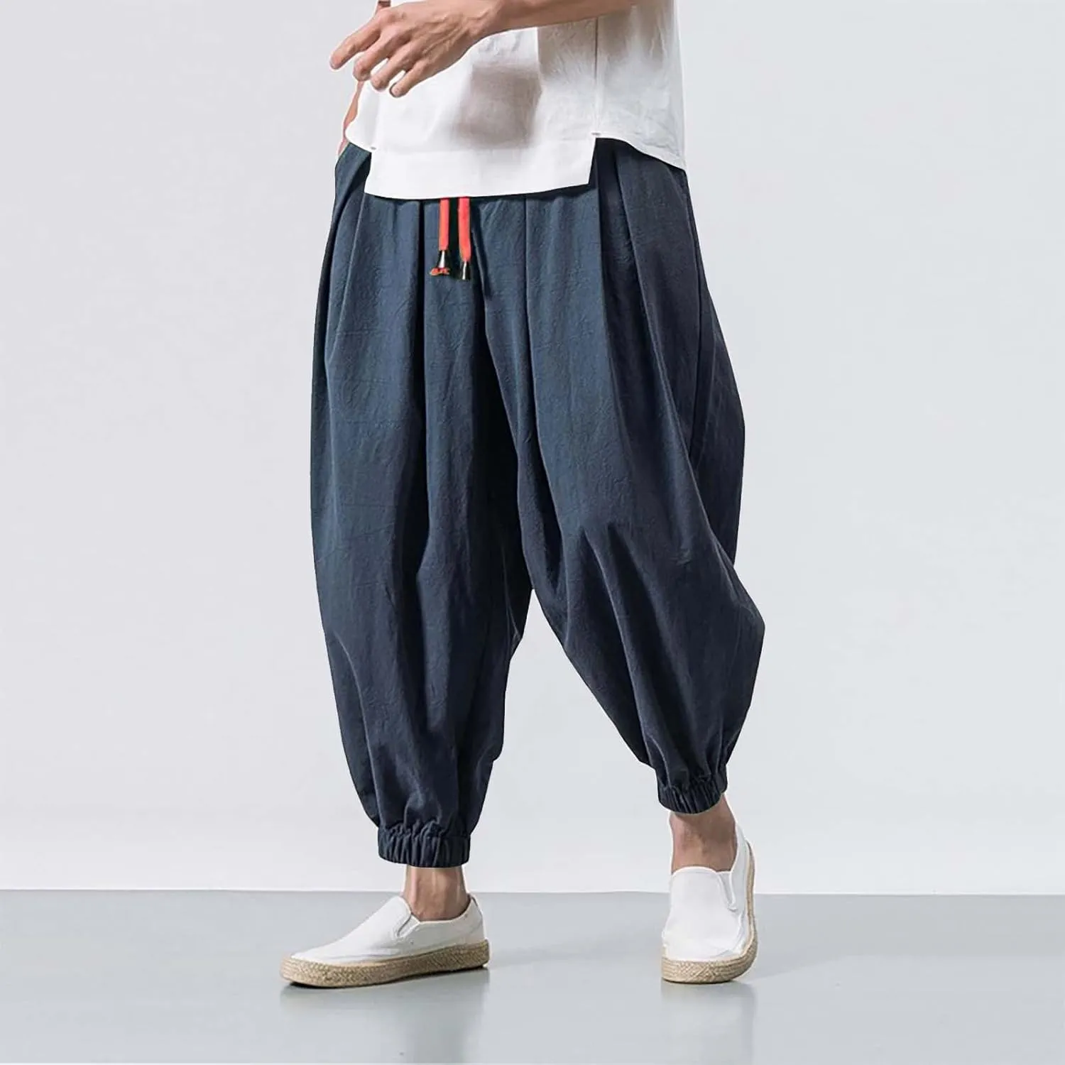 Men's Joggers Loose Joggers Sweatpants with Pockets Solid Color Sport Lounge Pant Comfort Soft Jogging Bottoms