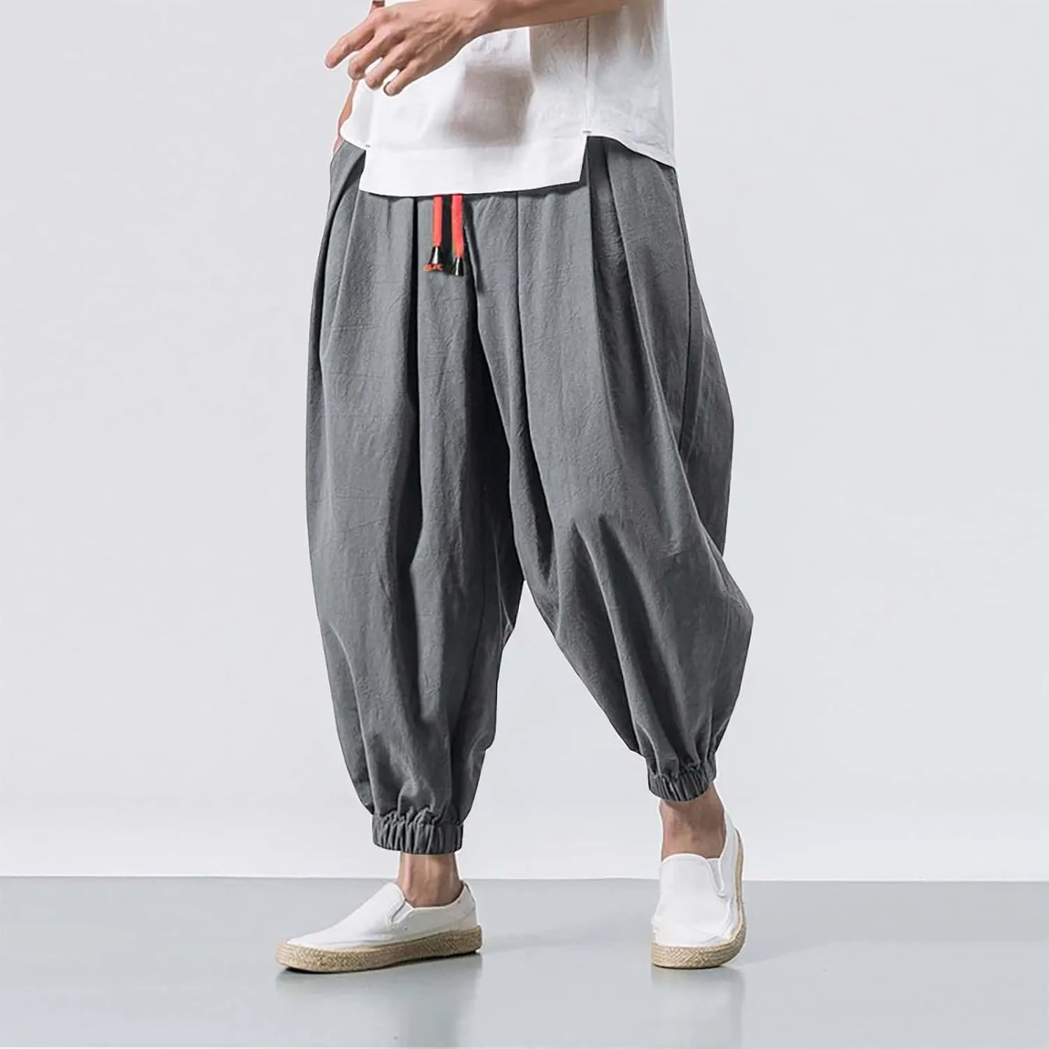 Men's Joggers Loose Joggers Sweatpants with Pockets Solid Color Sport Lounge Pant Comfort Soft Jogging Bottoms
