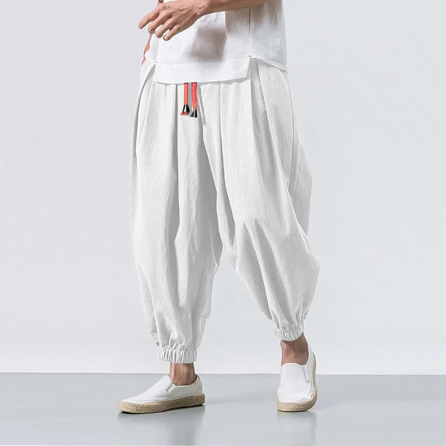 Men's Joggers Loose Joggers Sweatpants with Pockets Solid Color Sport Lounge Pant Comfort Soft Jogging Bottoms