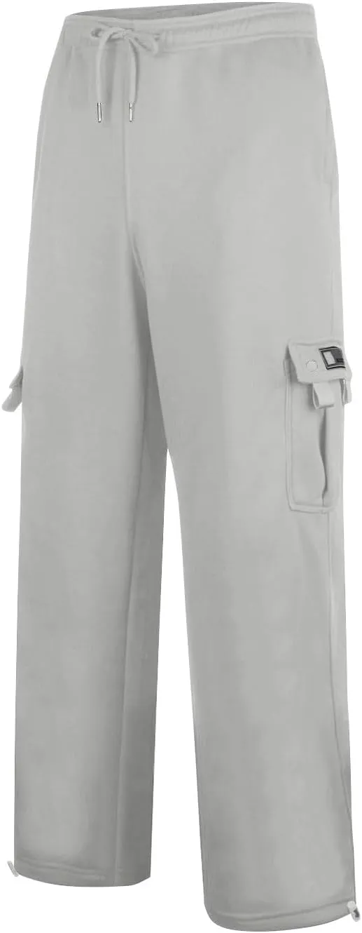 Men's Jogging Cargo Pants Wide Elastic Waist Pants with Multi-Pocket Fit Drawstring Casual Trousers
