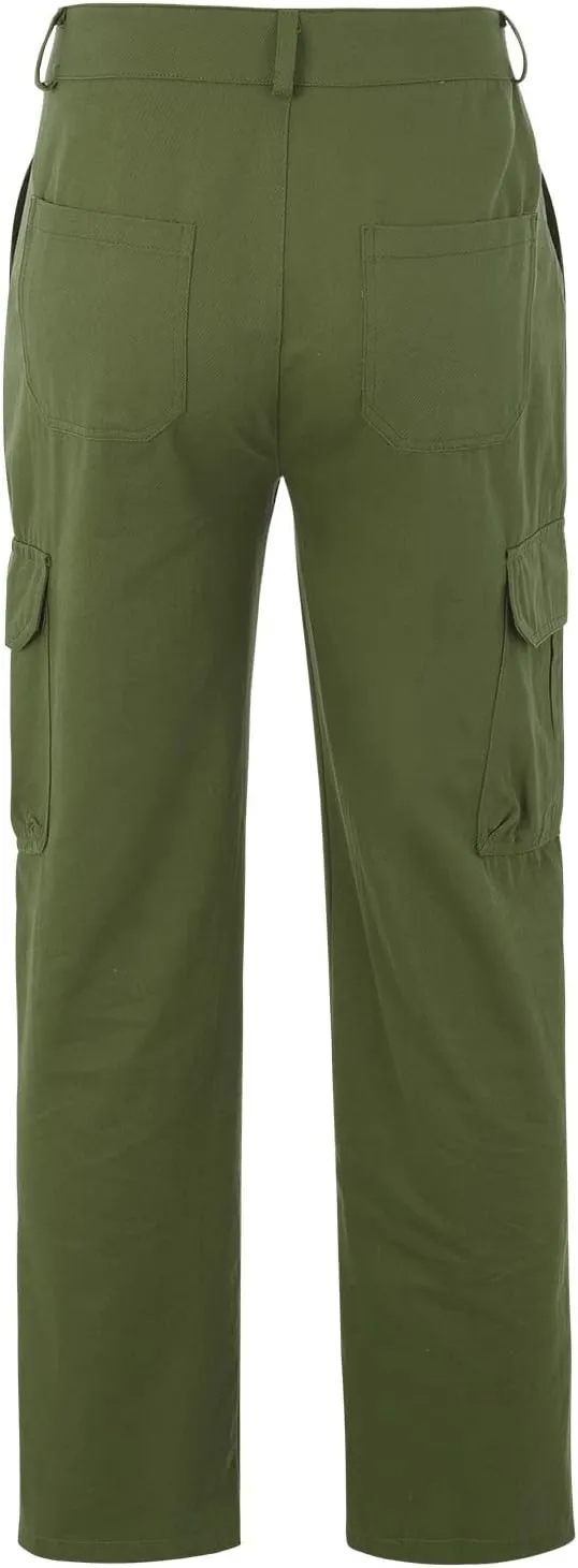Mens Linen Cargo Pants Premium Relaxed Fit Straight Leg Pants Trousers Mens Cargo Dress Pants Solid Color Overalls