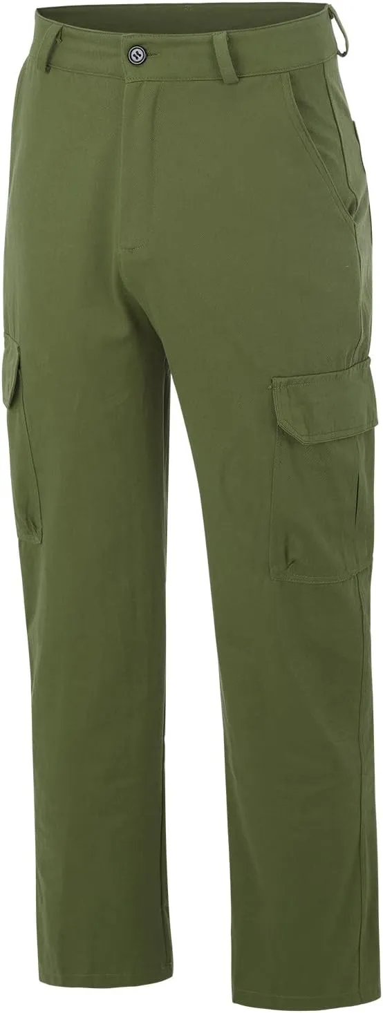 Mens Linen Cargo Pants Premium Relaxed Fit Straight Leg Pants Trousers Mens Cargo Dress Pants Solid Color Overalls