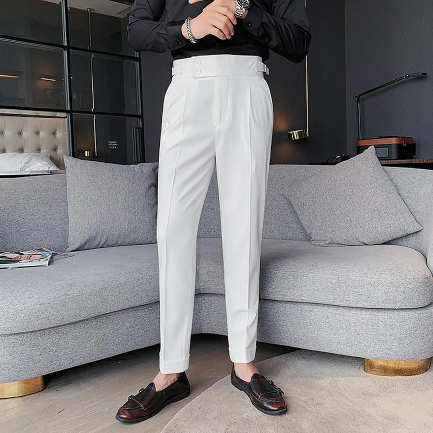Mens Pants, Mens Dress Pants Straight Drape Feel Classic Solid Color Comfy Loose Summer Slim Fit Casual Suit Pant
