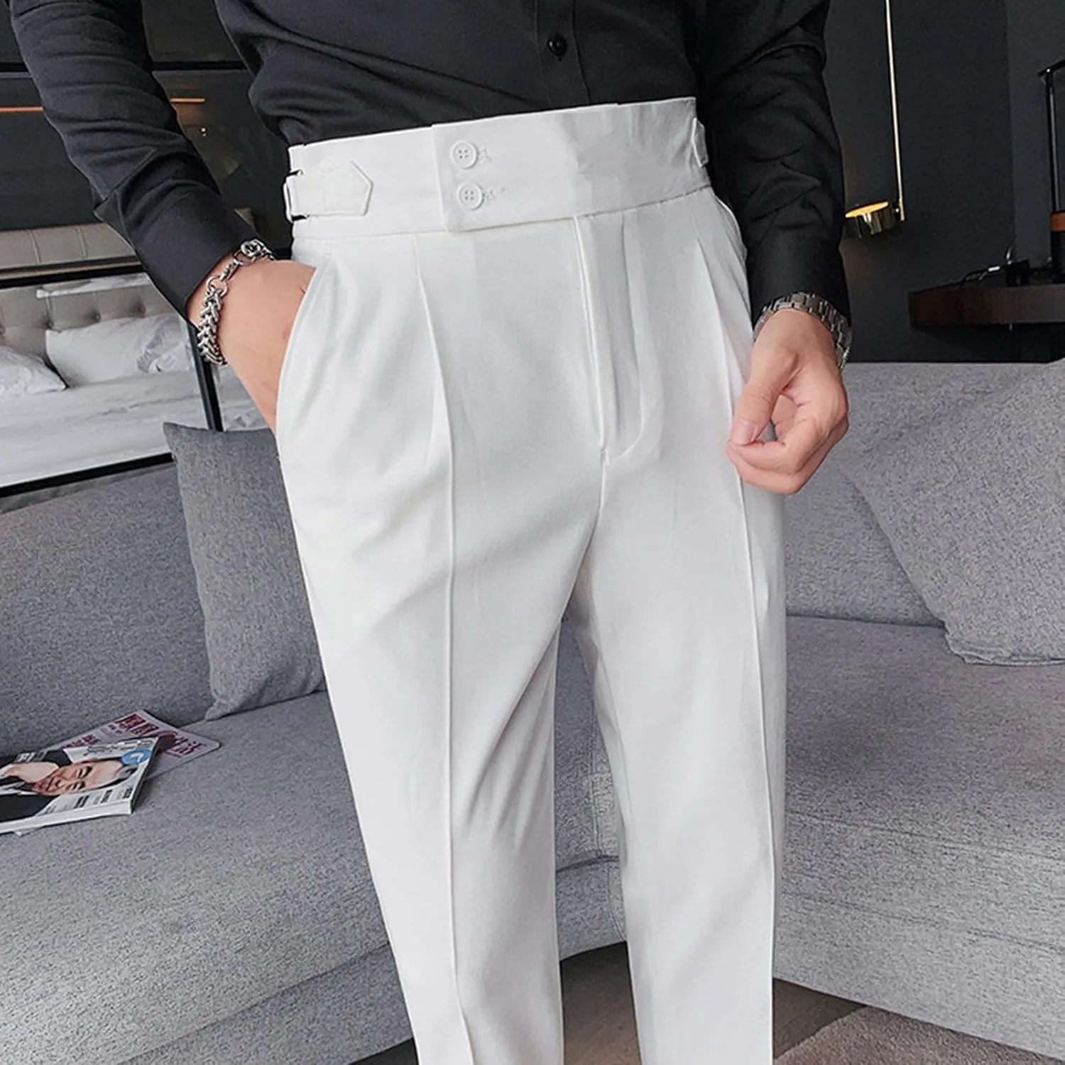 Mens Pants, Mens Dress Pants Straight Drape Feel Classic Solid Color Comfy Loose Summer Slim Fit Casual Suit Pant