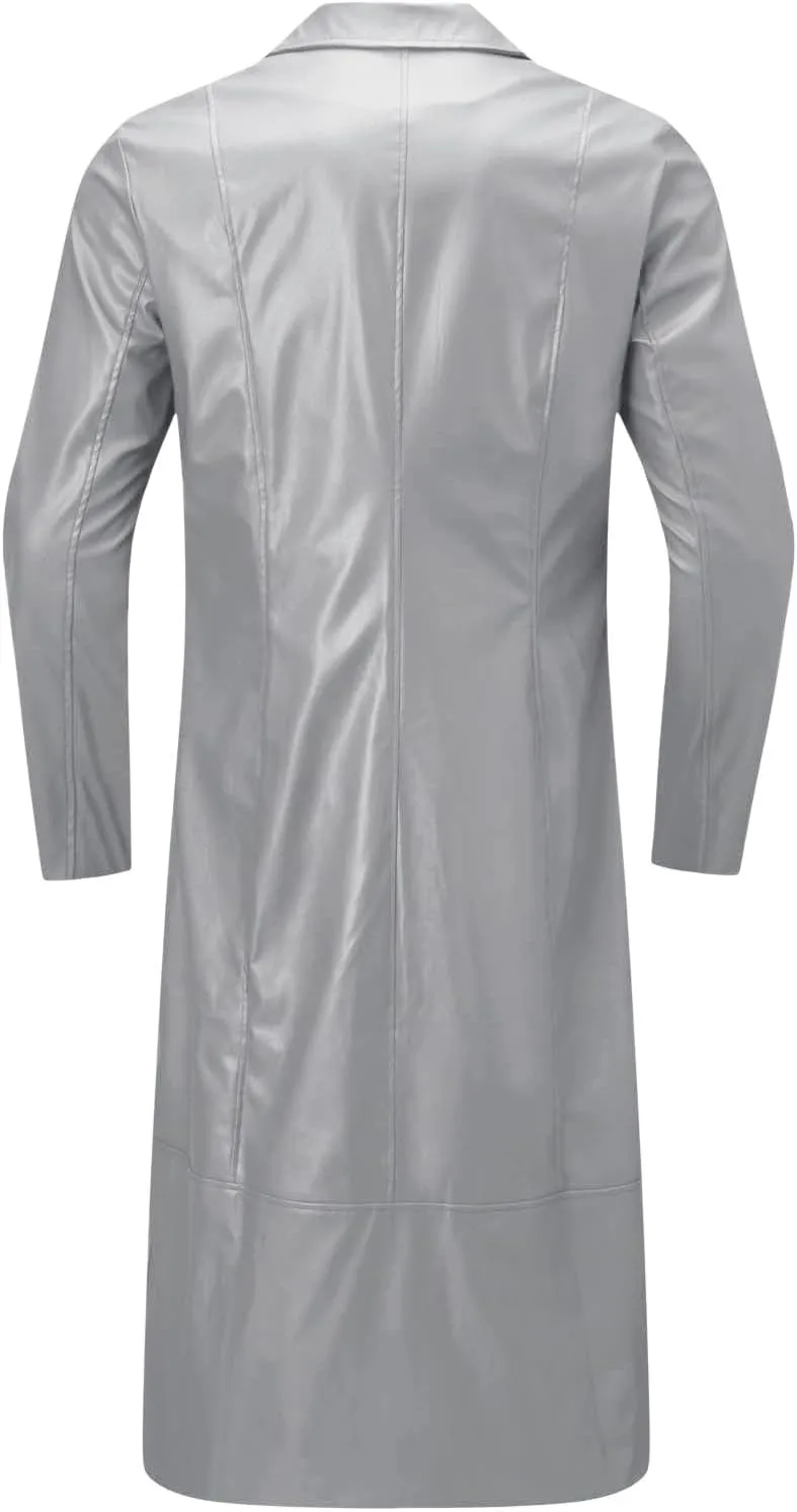 Mens Single Breasted Trench Coat Oversized Casual Windbreaker Lapel Long Jacket Overcoat Vintage Cosplay Costumes Man
