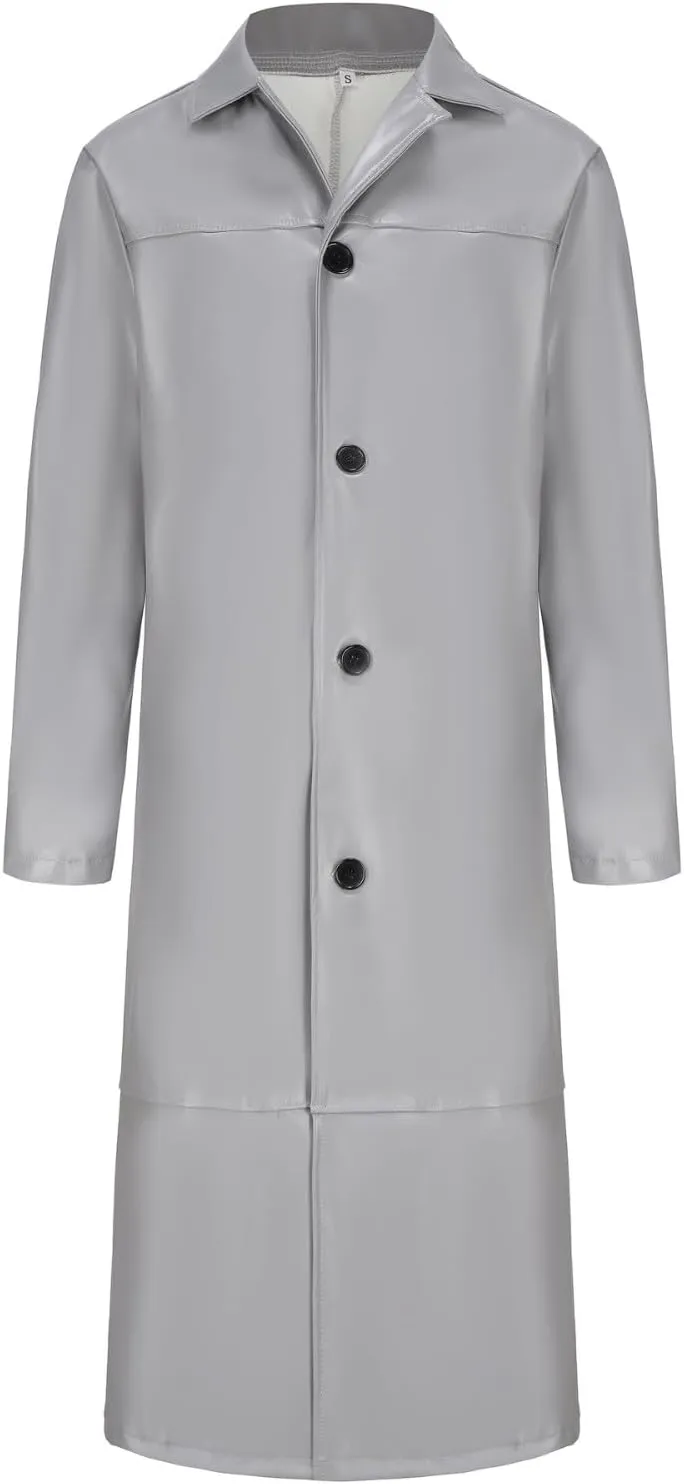 Mens Single Breasted Trench Coat Oversized Casual Windbreaker Lapel Long Jacket Overcoat Vintage Cosplay Costumes Man