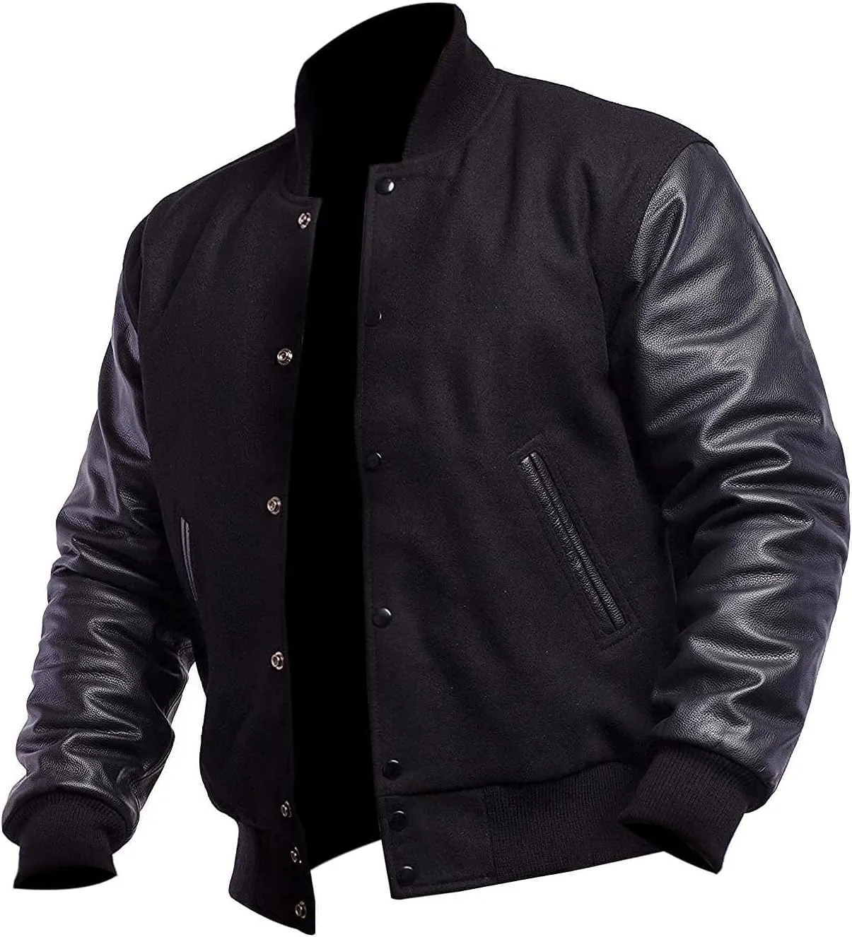 Mens Varsity Letterman Baseball Bomber Jacket | Casual Fashion Wool & Faux Leather College/High School Jackets