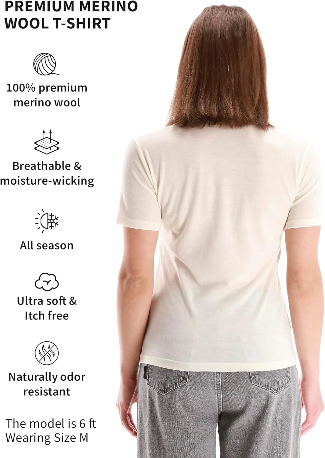 Merino.tech Merino Wool T Shirt Women - 100% Merino Wool Base Layer Women Short Sleeve Moisture-Wicking Tee and Hiking Socks