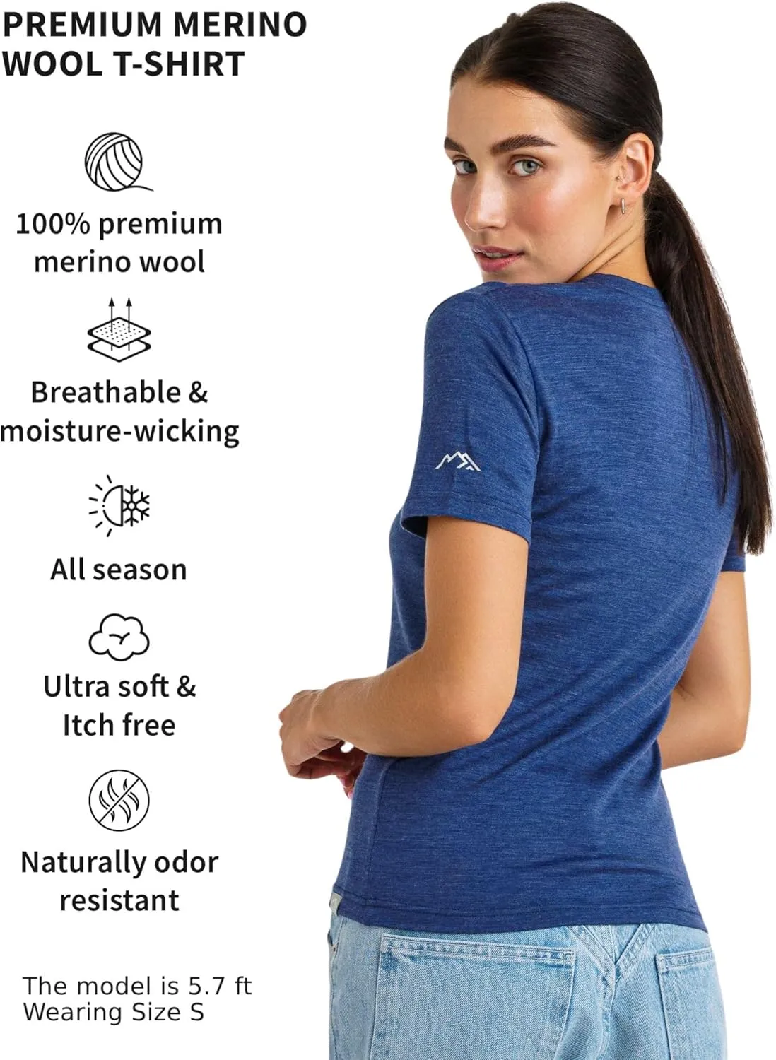 Merino.tech Merino Wool T Shirt Women - 100% Merino Wool Base Layer Women Short Sleeve Moisture-Wicking Tee and Hiking Socks
