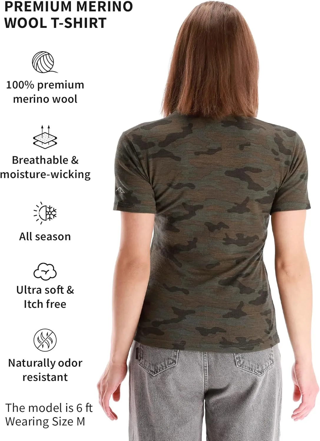 Merino.tech Merino Wool T Shirt Women - 100% Merino Wool Base Layer Women Short Sleeve Moisture-Wicking Tee and Hiking Socks