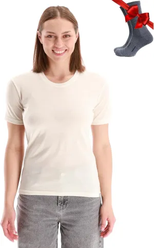 Merino.tech Merino Wool T Shirt Women - 100% Merino Wool Base Layer Women Short Sleeve Moisture-Wicking Tee and Hiking Socks