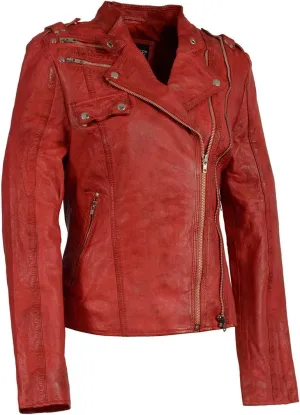 Milwaukee Leather Women's Maiden Aqua Premium Sheepskin Motorcycle Fashion Leather Jacket with Studs SFL2840