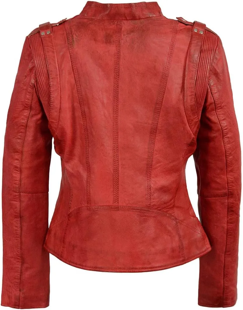 Milwaukee Leather Women's Maiden Aqua Premium Sheepskin Motorcycle Fashion Leather Jacket with Studs SFL2840