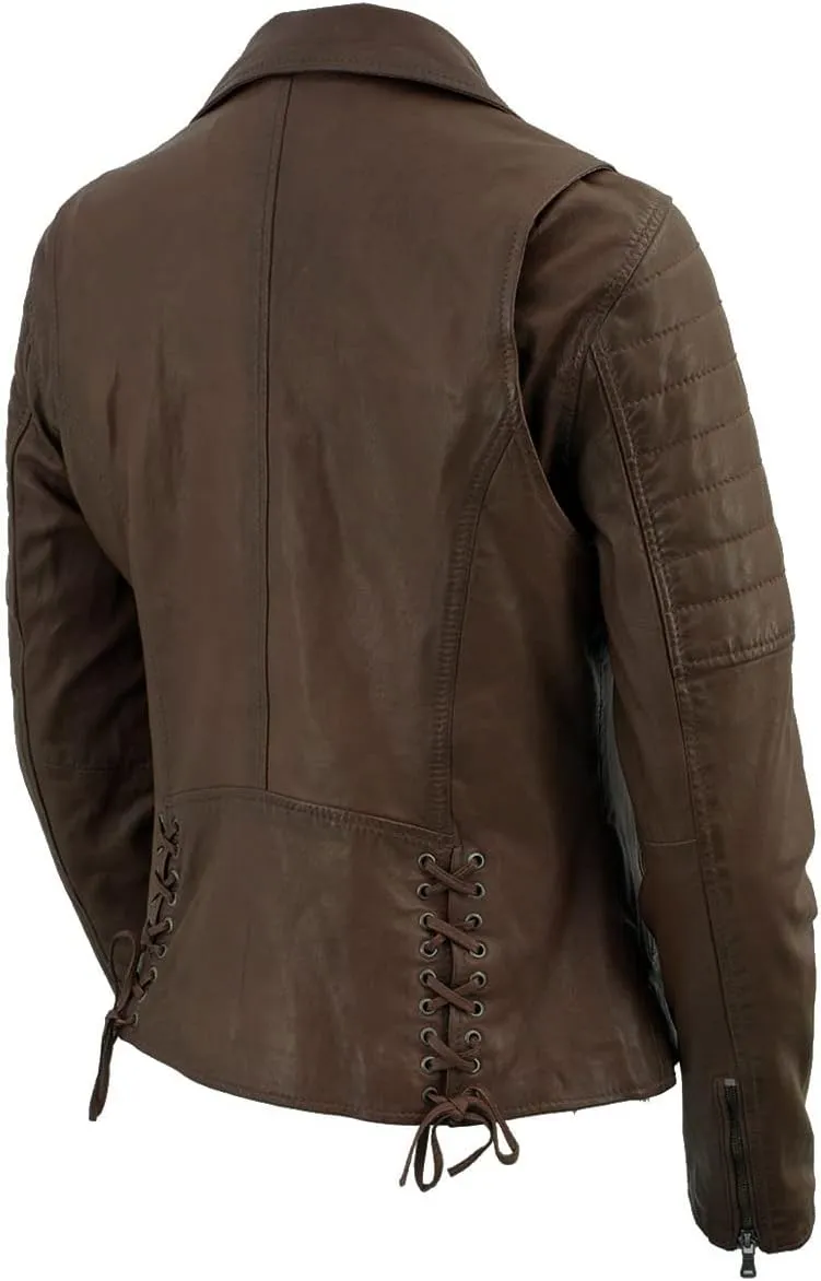 Milwaukee Leather Women's Maiden Aqua Premium Sheepskin Motorcycle Fashion Leather Jacket with Studs SFL2840