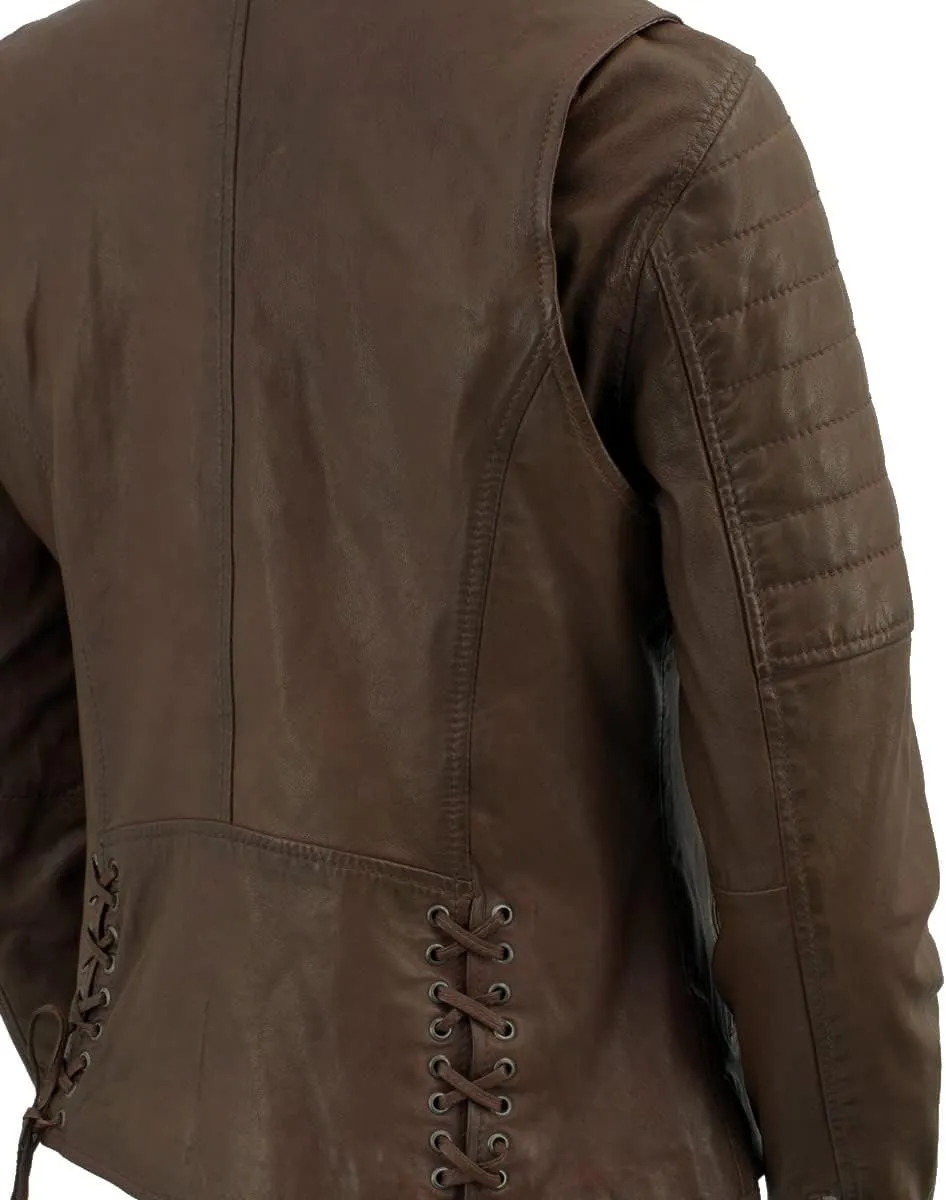 Milwaukee Leather Women's Maiden Aqua Premium Sheepskin Motorcycle Fashion Leather Jacket with Studs SFL2840