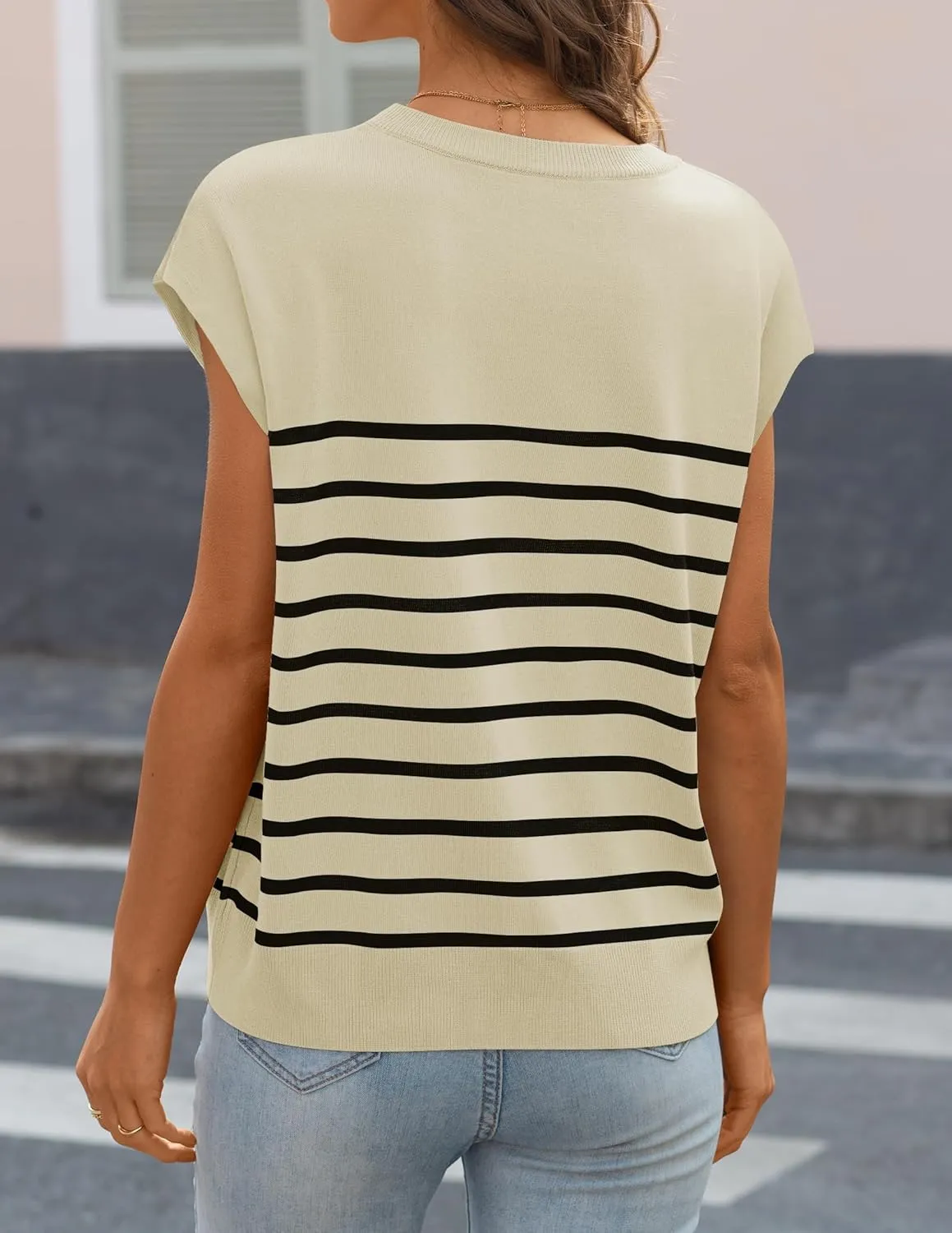 MIROL Women's Cap Sleeve Striped Tops 2025 Batwing Short Sleeve Summer Crewneck Tee Knit Casual Loose Shirts