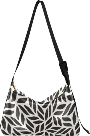 Modern Stylish Abstract Women PU Leather Hobo Bag Women's Large Purse Unique Leaf Print Purse Shoulder Bag
