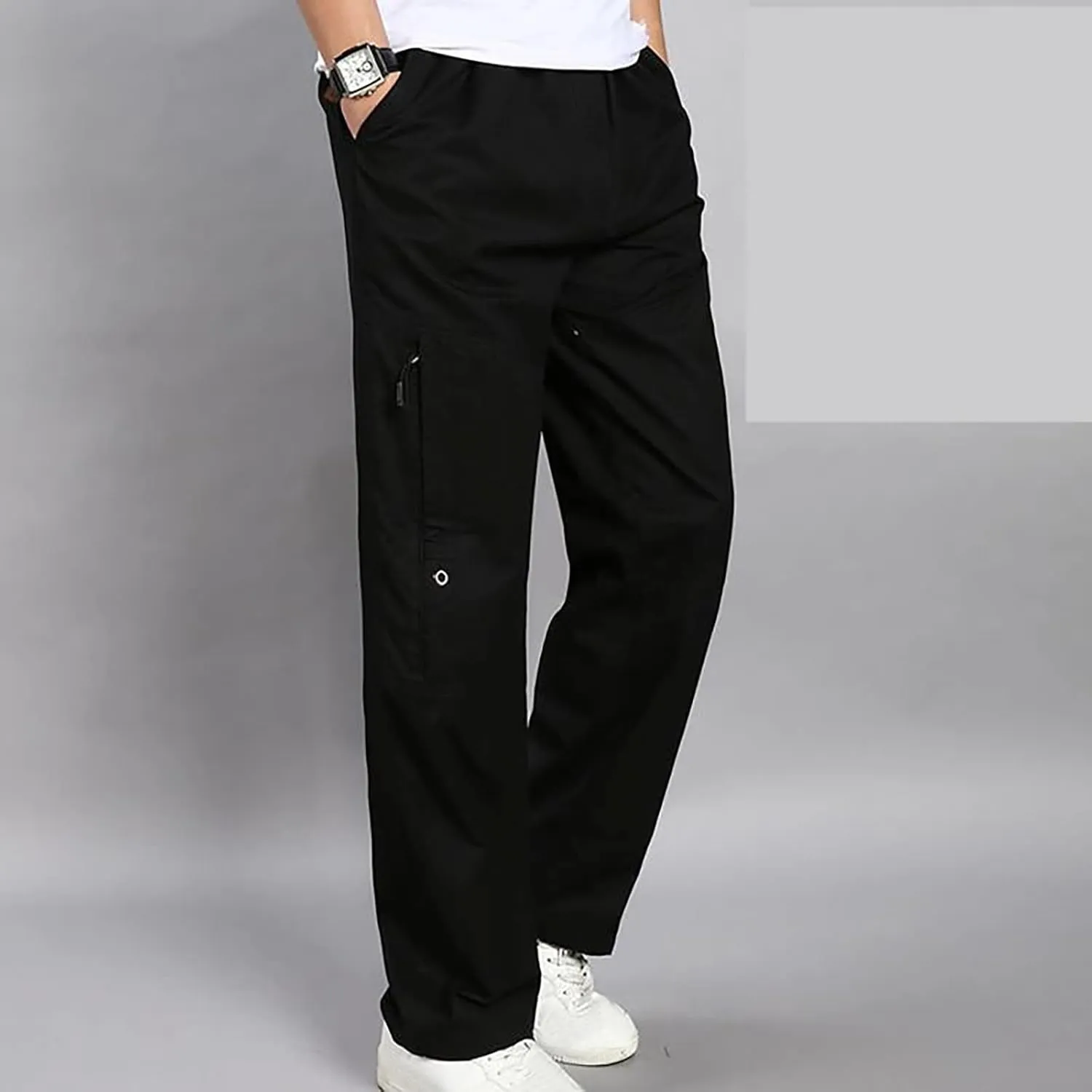 Muscularfit Baggy Cargo Pants Men 2023 Lightweight Solid Cotton Utility Tooling Trouser Causal Loose Multi Pockets Sweatpants