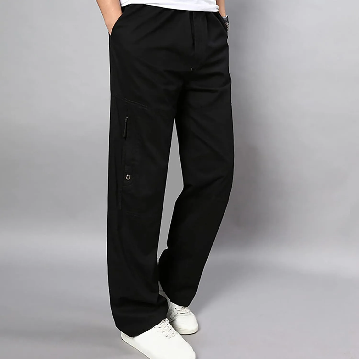 Muscularfit Baggy Cargo Pants Men 2023 Lightweight Solid Cotton Utility Tooling Trouser Causal Loose Multi Pockets Sweatpants