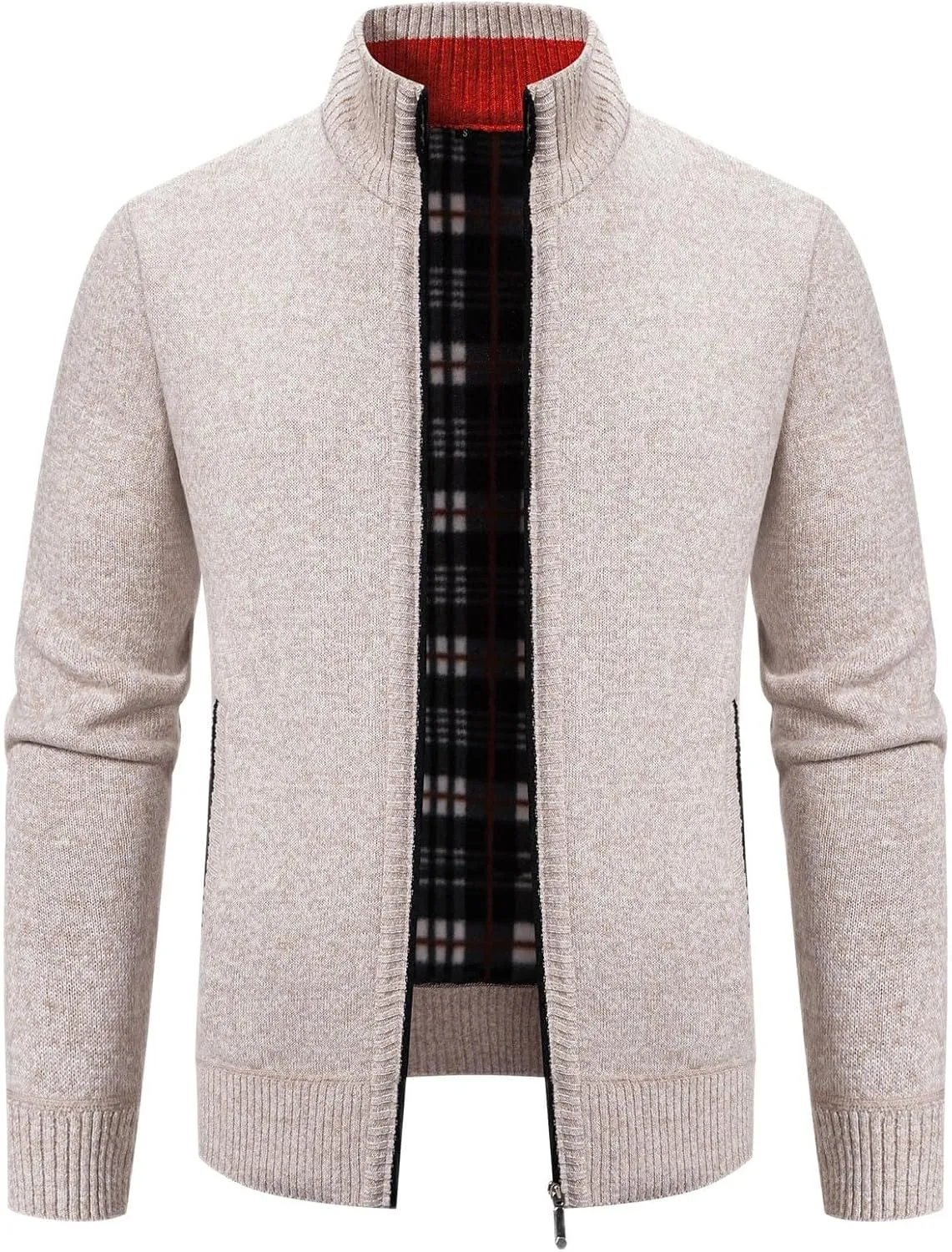 Mylldey Mens Sweater Cardigan Full Zip Knitted Long Sleeve Sweaters Men Workout Outfits