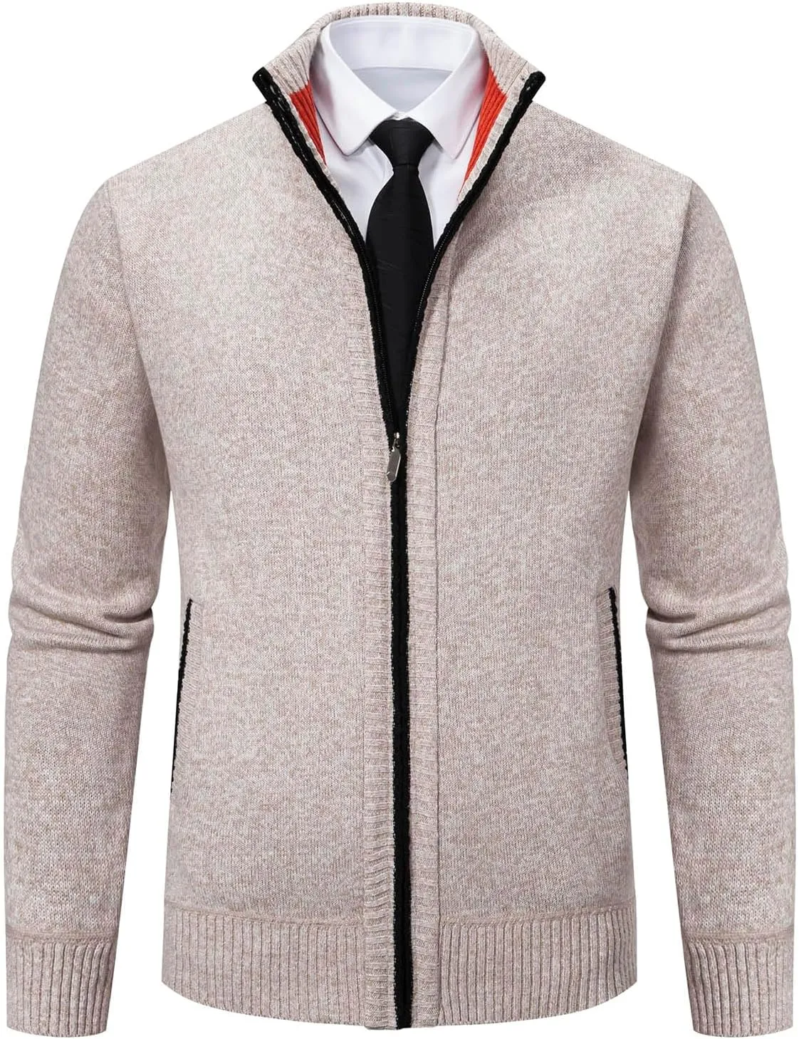 Mylldey Mens Sweater Cardigan Full Zip Knitted Long Sleeve Sweaters Men Workout Outfits